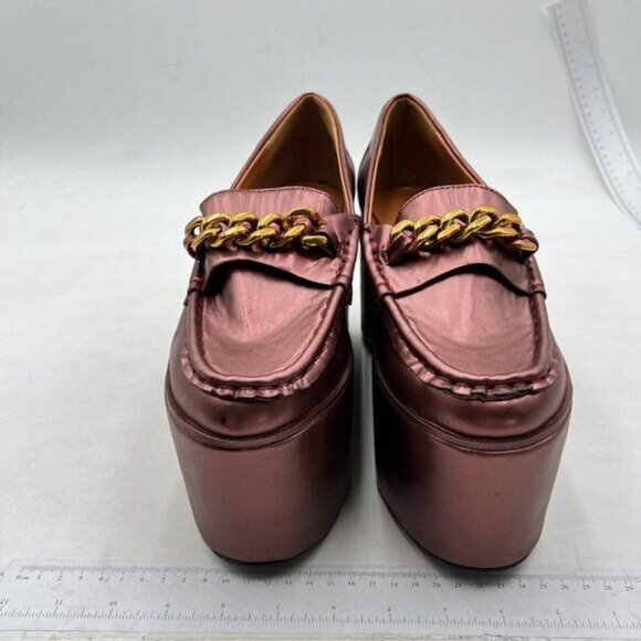 Loafers for Women Leather Chunky Platform Penny Shoes Classic Square Toe Brown - Picture 2 of 7